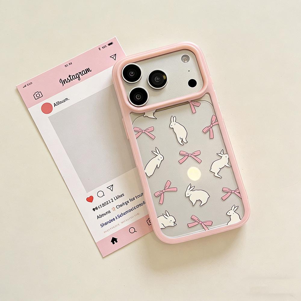 Корейский чехол для iPhone 15/17 Promax с бантом и кроликом, весенний, с полной защитой от падений