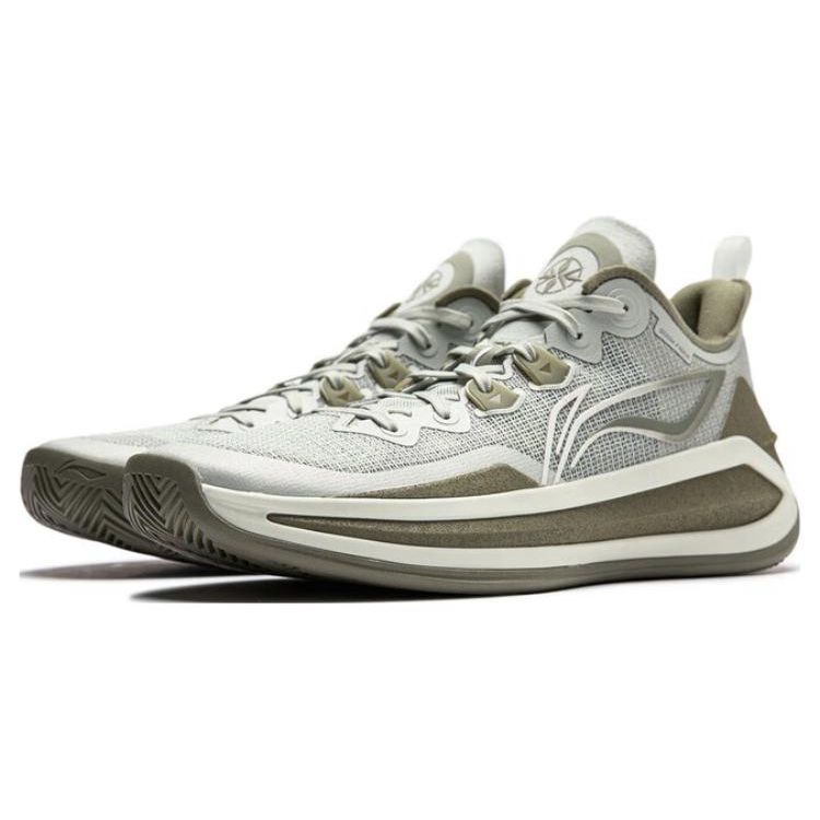 Баскетбольные кроссовки LiNing Blade 3 V2 Wilderness Breath с комфортом, амортизацией, нескользящие, износостойкие, низкие, унисекс, серо-зеленые ABAT057-11