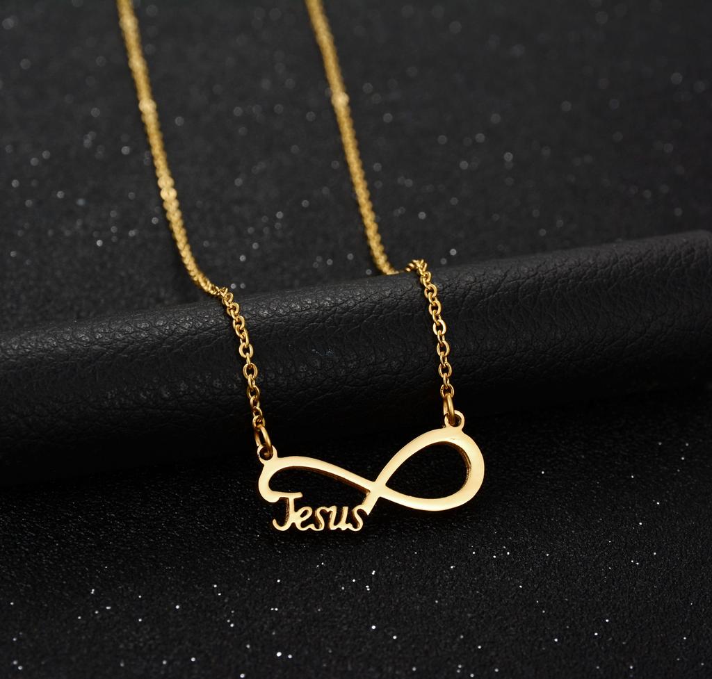 Atoztide Fashion Infinity Jesus Heartbeat Necklace For Women Stainless Steel Endless Forever Love Friendship Jewerly Gift