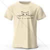 Minimalist Line Art Cat Print 100% Cotton T-Shirt, Soft & Breathable Round Neck Short Sleeve Tee, Unisex Simple & Stylish
