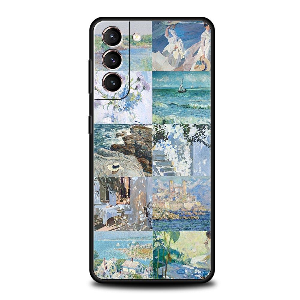 Чехол для телефона с картиной Клода Моне для Samsung Galaxy S26 Ultra S25 Plus S24 FE S23 S22 5G S21 S20 Черный Мягкий