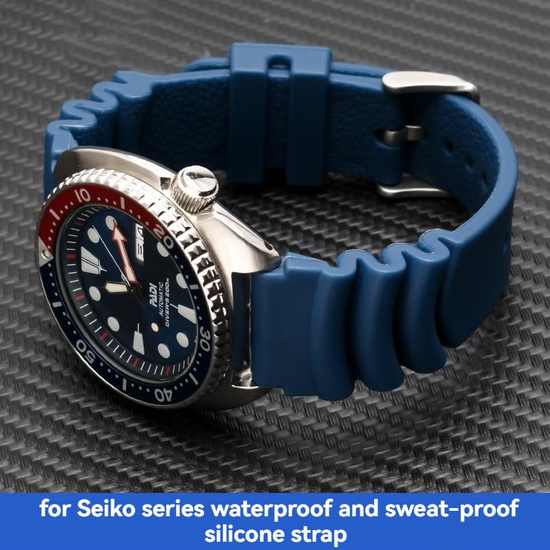 22 мм 20 мм 24 мм Силиконовый дайверский ремешок для Seiko 5/SKX007/Turtle/Samurai – Черный Синий Водонепроницаемый ремешок для часов с пряжкой-пином