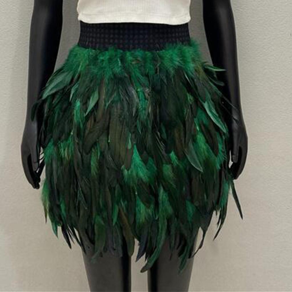 Women's Fashionable Sexy Fashion Feather Makeup Ball Performance Dress Skirt