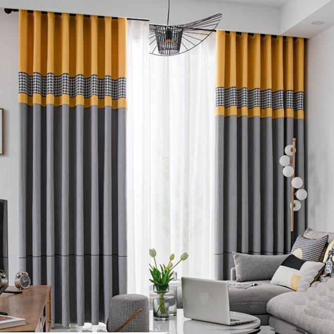 Шторы «гусиные лапки» для спальни, затемняющие гостиную, двойные открытые домашние эркеры, сплошной цвет, карниз для штор