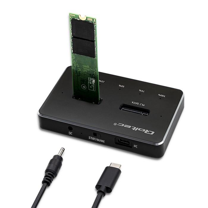 Qoltec Case | NV2271 .2 SSD | SATA | NVMe | USB-C | 2TB
