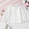 2-6 лет Девочки Малышки 100% Хлопок Белая Блузка Цветочная Вышивка Кружево Воротник Питер Пэн Рубашка