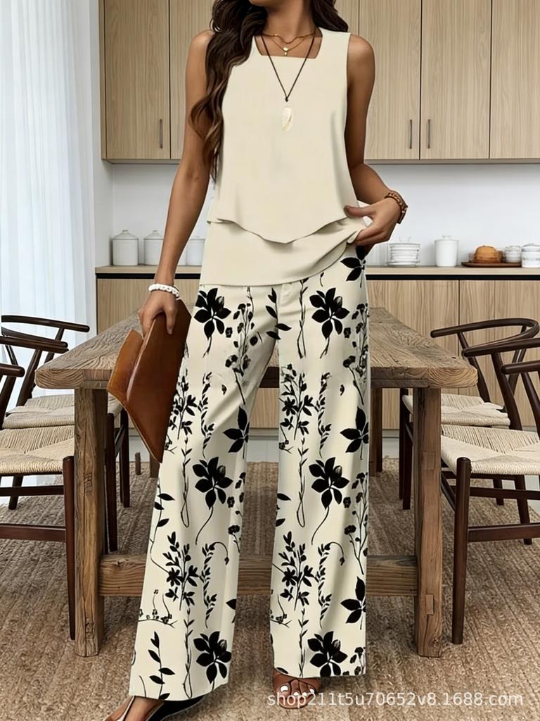 Bohemian women's double-layer vest set is in stock, suitable for daily wear.