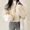 Women Winter Coat Thick Fleece Stand Collar Neck Protection Zip-up Short Type