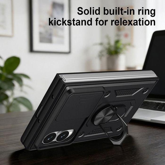 Coque pour Samsung Galaxy Z Fold 8, Bumper Rigide Antichoc avec Support et Protection Caméra - Noir