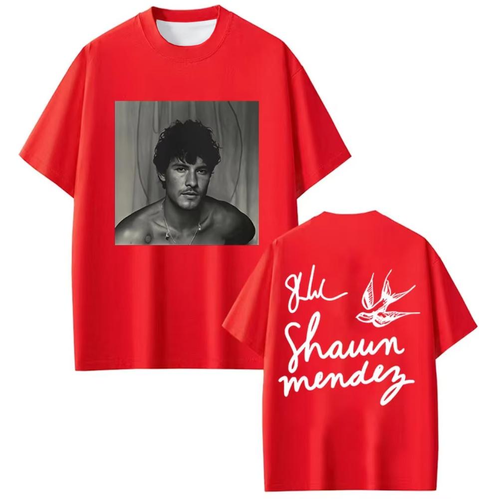 Rapper Singer Shawn Mendes On The Road Again Tour 2025 Album Merch T Shirt Men Fashion Oversized Short Sleeve T-shirt Streetwear