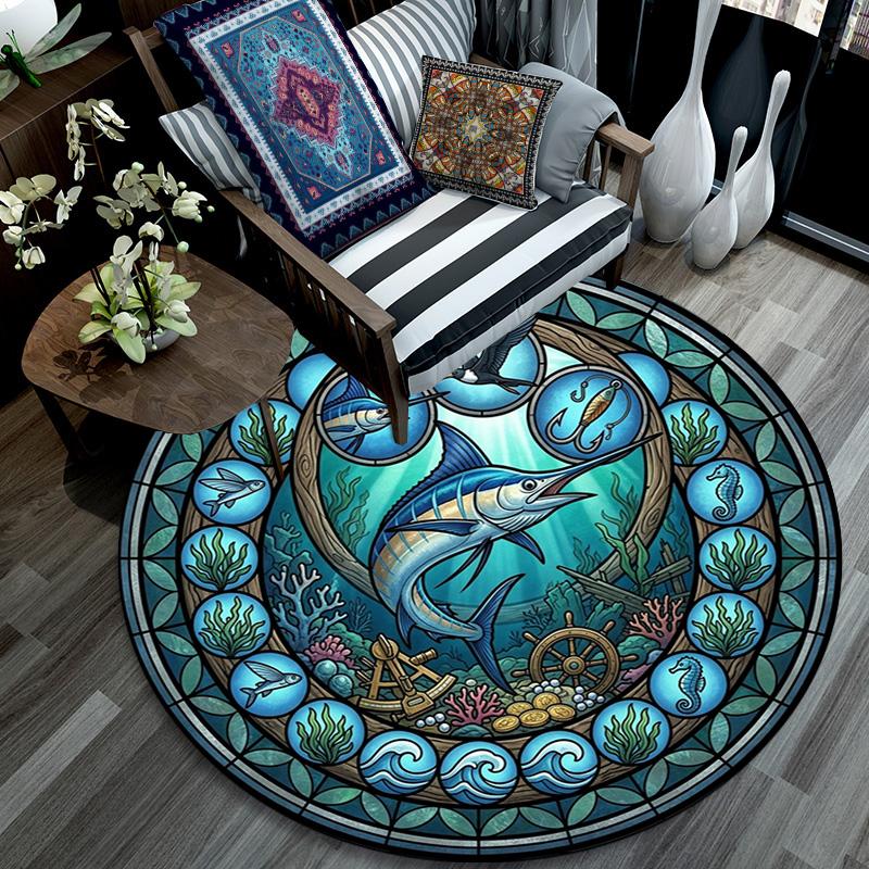 Underwater Treasure Hunt Round Area Rug Under Office Chairs Bedroom Living Room Home Decor