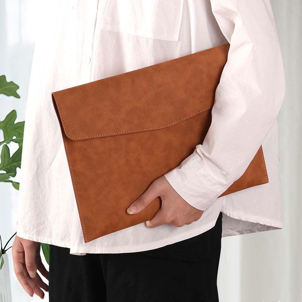 Filing Products Button Design Document Organizer Bag PU Leather Folder Laptop Bag Business Handbag