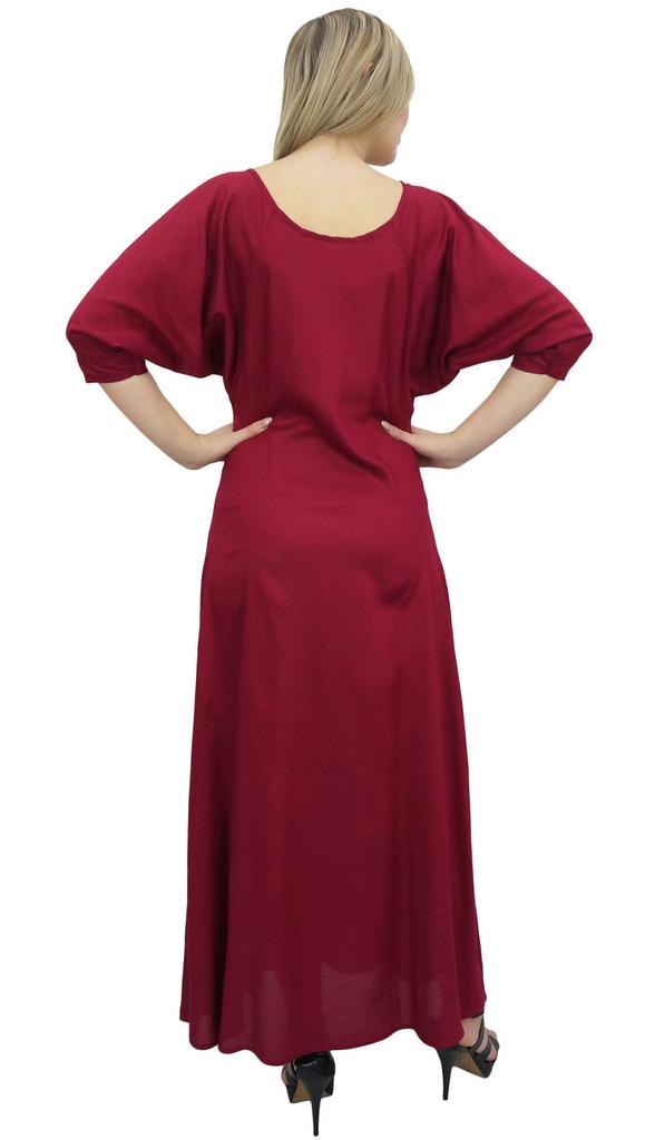 Bimba Women's Boho Black Maxi Dress With Tassel Scarf Designer Summer