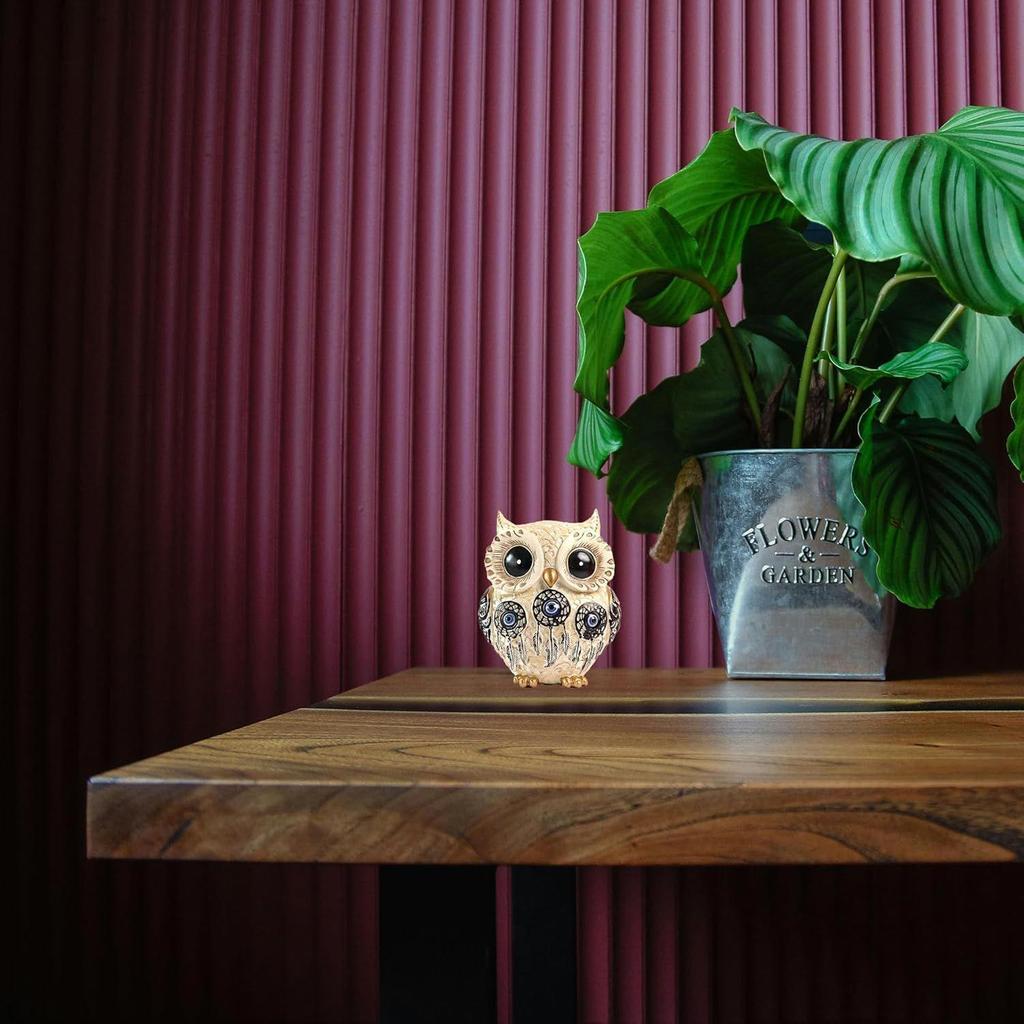 Owl Statue for Good Luck II Aesthetic Resin Owl Art Figure Showpiece II 3.5 Inch II Feng Shui & Vastu II Evil Eye II Owl Showpiece for Home Decor