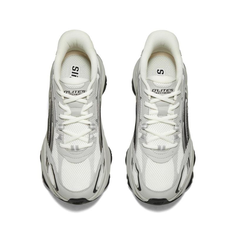 Skechers D'LITES 5.0 Men Comfort Non Slip Breathable Dad Shoes White Black 232424-WBK