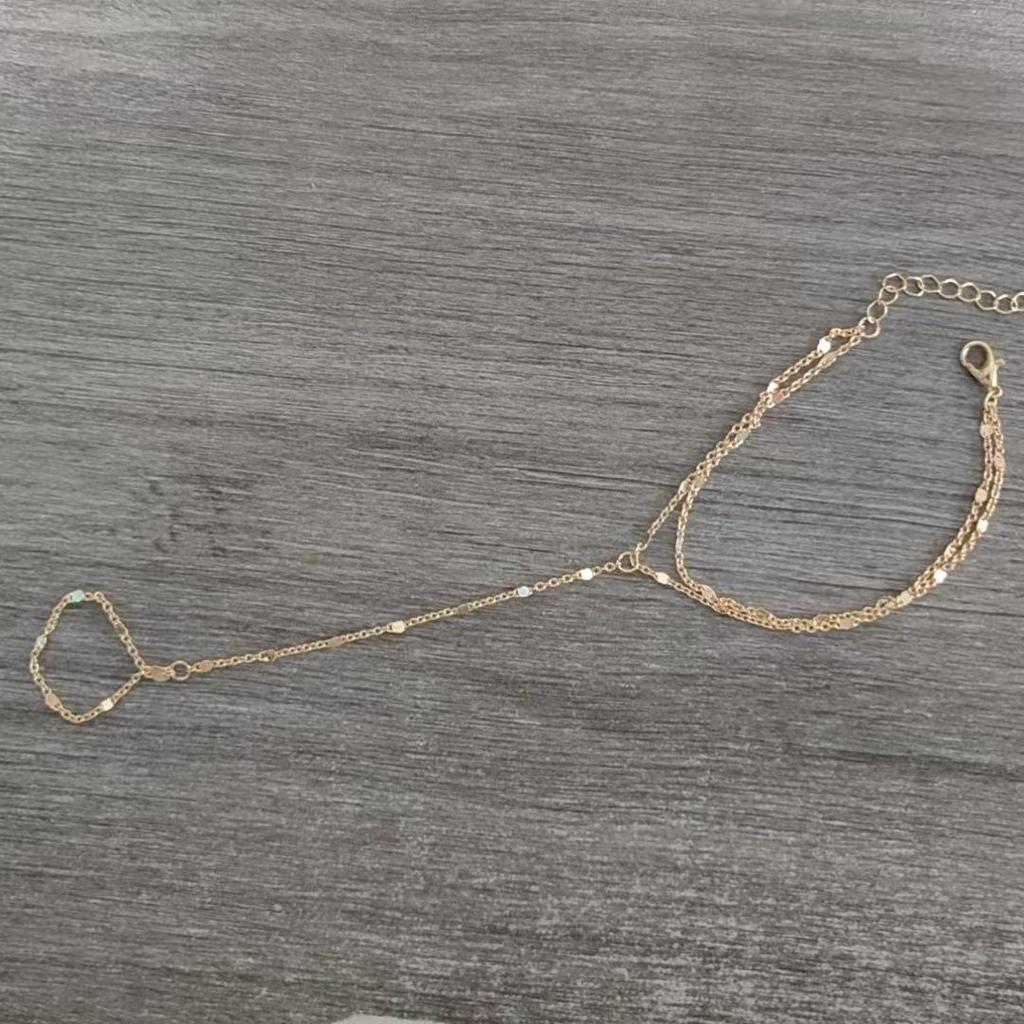 Европейский Креативный Браслет-Раб с Кристаллами и Цирконием: Женская квадратная цепочка с бусинами и соединением для пальца