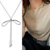 Модное ожерелье на ключицу, стильный кулон с бантами, длинные кисточки, цепочка для свитера, удобная шейная цепочка для повседневной носки