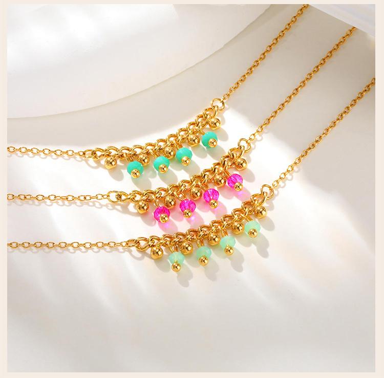Statement Beaded Dangling Bracelet for Women, Gold Plated Stainless Steel, Adjustable Handmade Wristband Jewelry Waterproof