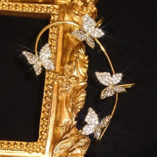 1Pc Clip Earring Butterfly Rhinestone Jewelry Temperament Delicate Ear Cuff for Wedding