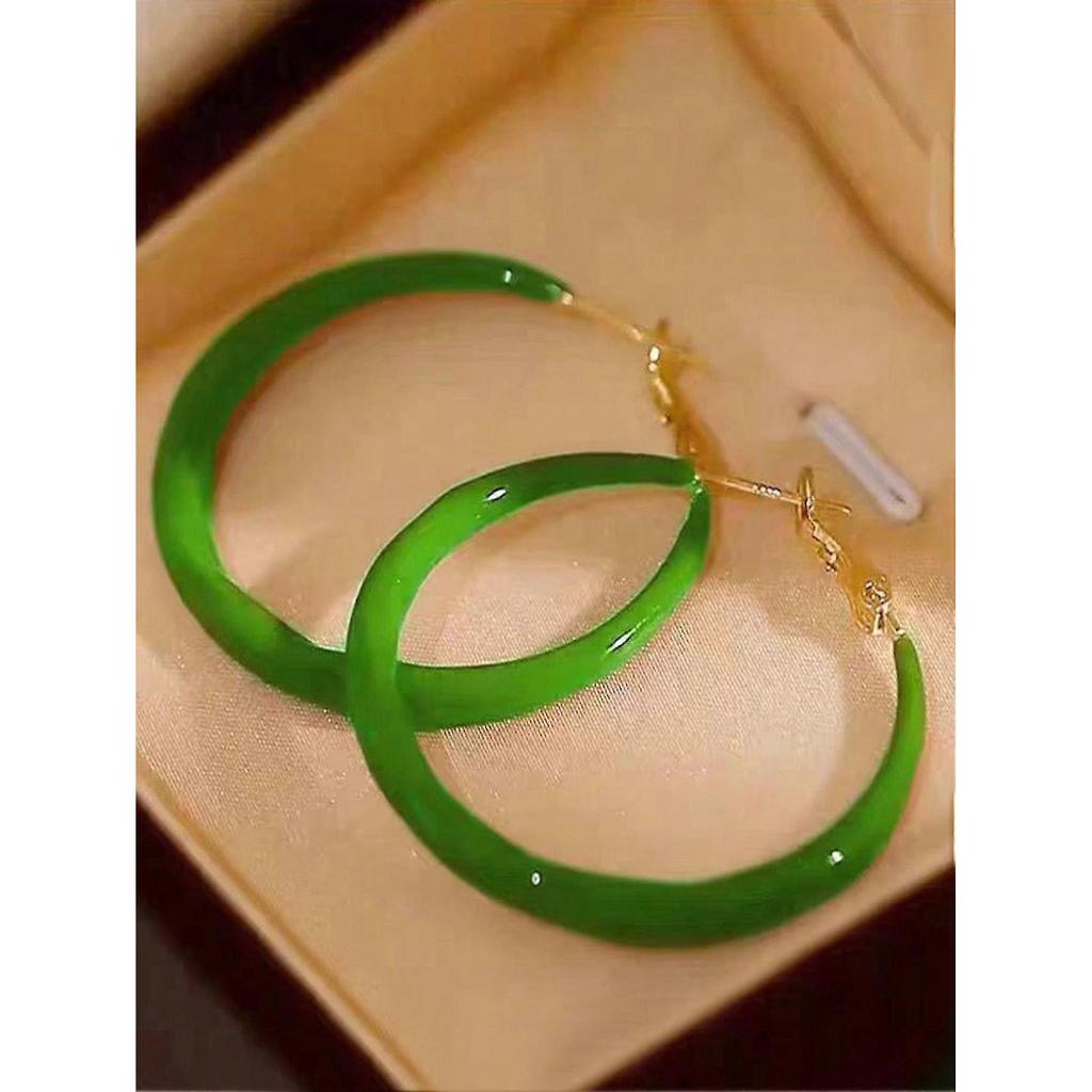 Luxury Vintage Red Enamel Splash Circle Earrings High End Feel Exaggerated Large Ear Circle Autumn Winter Arrival 2025