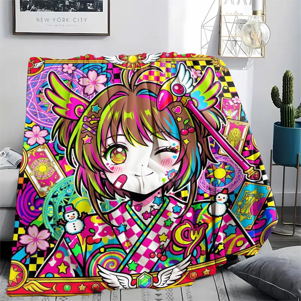Cardcaptor Sakura Print Flannel Blanket, Ultra Soft High Quality All Seasons Warm Throw, Home Decor Cozy Blanket, Perfect Christmas Gift