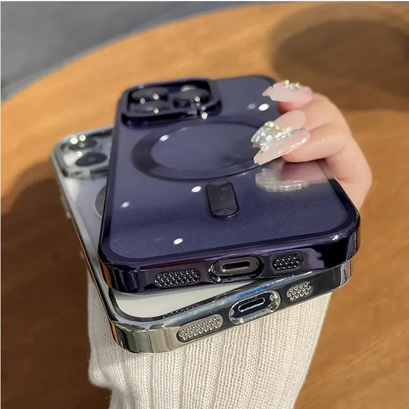 Прозрачный чехол для телефона с покрытием для iPhone 15 14 13 12 11 Pro Max Plus для магнитного Magsafe с беспроводной зарядкой, мягкий силиконовый чехол