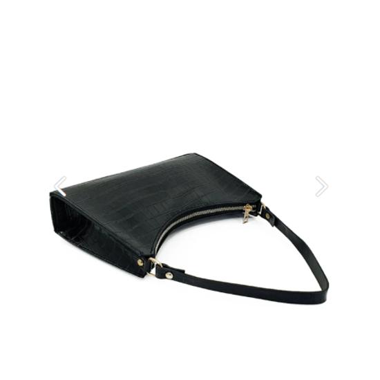 Черная сумка через плечо Baguette Baguette с крокодиловым узором