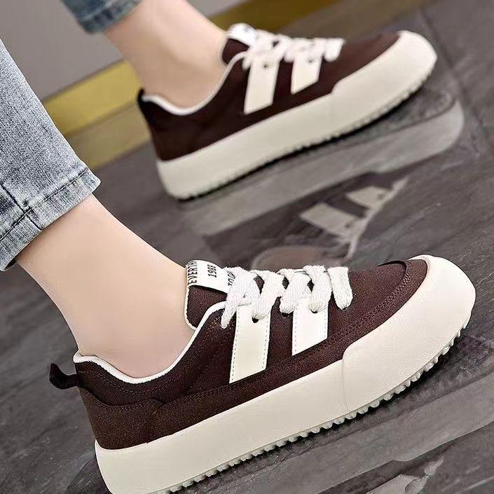 С юбкой толстая подошва туфли женские летние 2024 года новые мягкие подошвы универсальные студенческие парусиновые туфли с круглым носком ретро кроссовки
