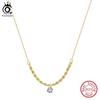 ORSA JEWELS Модное Серебряное Ожерелье 925 пробы с Подвеской из Кубического Циркония, Плетеная Цепь-Канат, Романтическое Свадебное Украшение для Женщин, Изящное Ювелирное Изделие BQN26