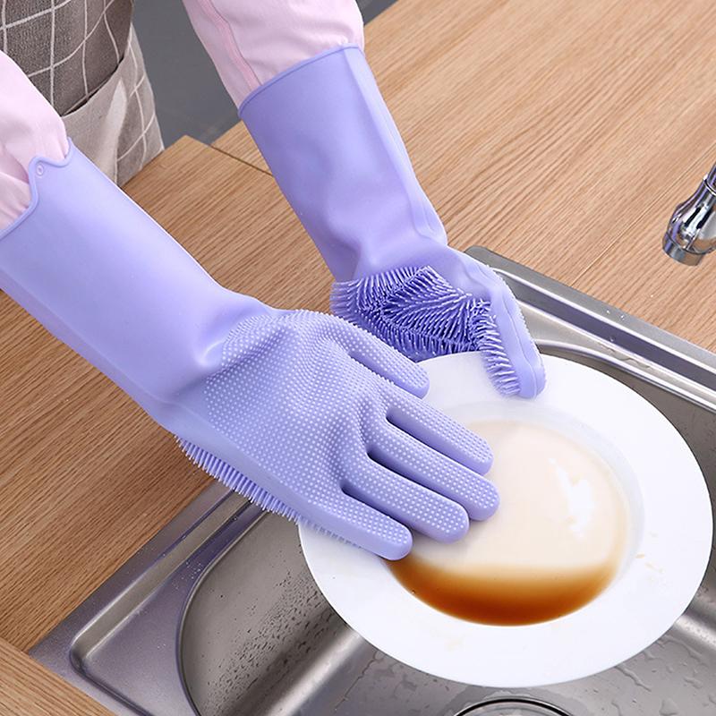 Multifunction Pet Bathing Gloves Silicone Anti-slip Dishwashing Cleaning Glove Suitable For Household Sponge Brush Cleaning Tool
