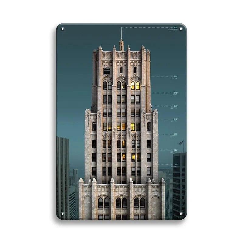 Beautiful City Landmarks Retro Posters Paris Dubai Building View Metal Tin Sign Living Room Bedroom Home Decorative Art Painting