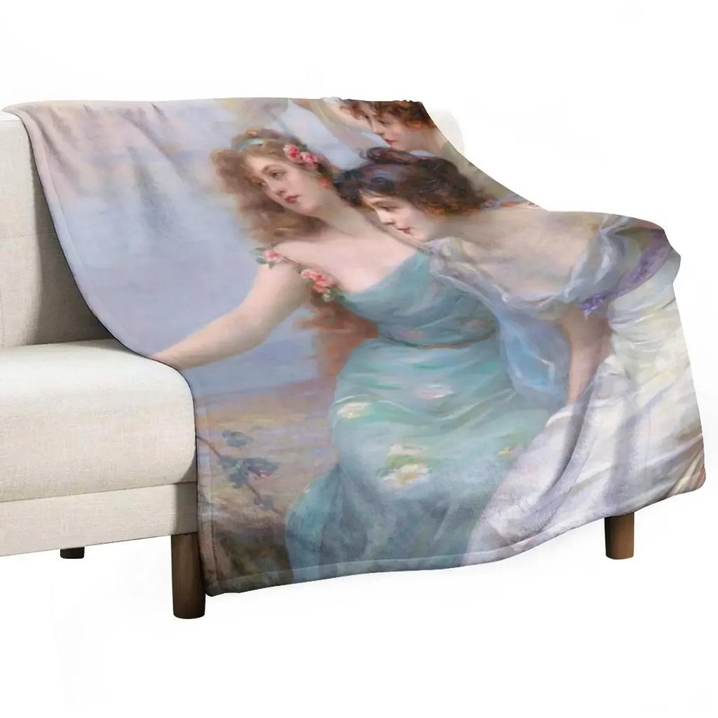 The Three Graces Throw Blanket Flannel Tourist Soft Plush Plaid Summer Flannel Fabric Luxury Blankets
