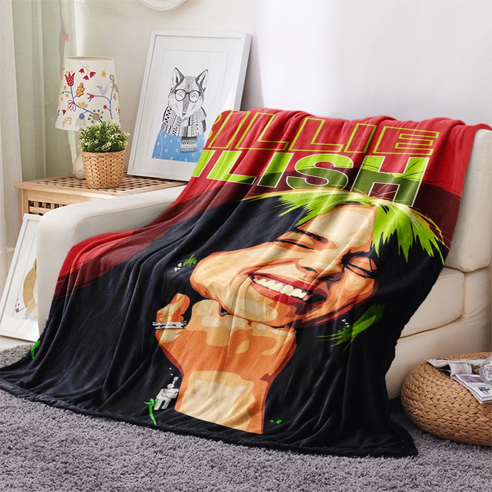 Billie Eilish Print Flannel Blanket, High quality Comfortable for All Seasons, Home Decor, Warmth and Comfort, Perfect for Christmas Gifts