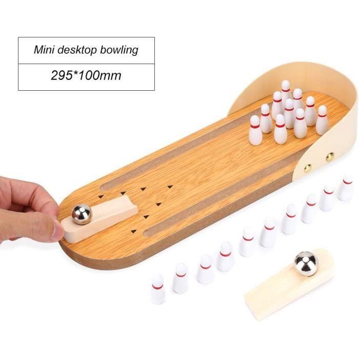 Jeu de bowling - ZGEER - Mini jeu en bois - 29,5 x 10 cm - Pour enfants à partir de 3 ans - Intérieur