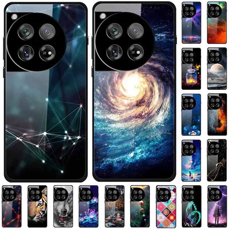 For Oneplus 12 12R Case Tempered Glass Luxury Hard Back Cover for Oneplus 12 12RCases Space Soft Bumpers for One Plus 12 5G Wolf