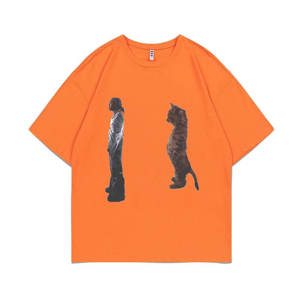 Забавная футболка с графикой стоящего кота Destroy Lonely для мужчин и женщин, оверсайз, из чистого хлопка, футболка Opium Playboi Carti Ken Carson
