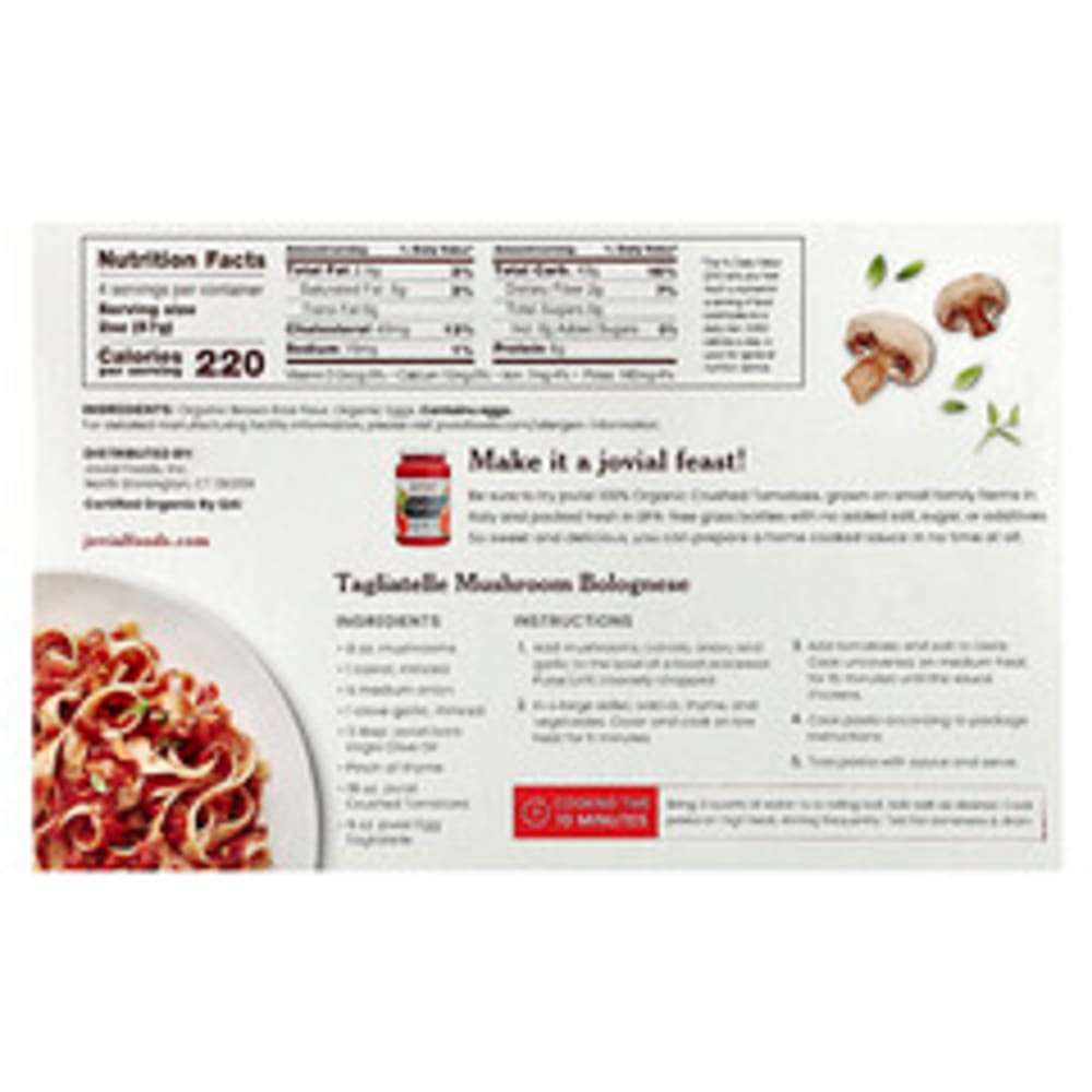 Jovial Organic Brown Rice Pasta Egg Tagliatelle 9 Oz 255 G