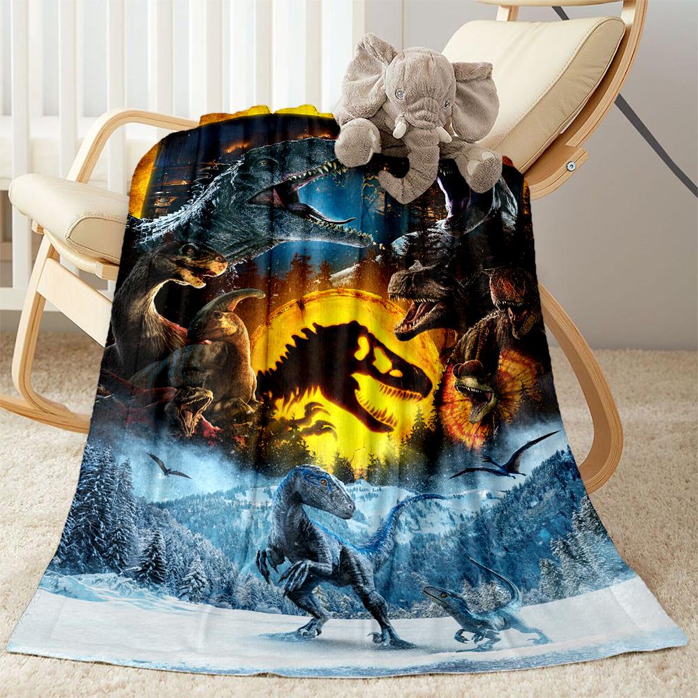 1pc Dinosaur Moonlit Night blanket Soft and Warm for Sofa Office Camping Travel Livingroom Great Gift for Friends and Family Comfortable