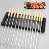 10pcs/set Anti-slip Stainless Steel Barbecue Stick Flat Barbecue Needle Kitchen Dining Bar