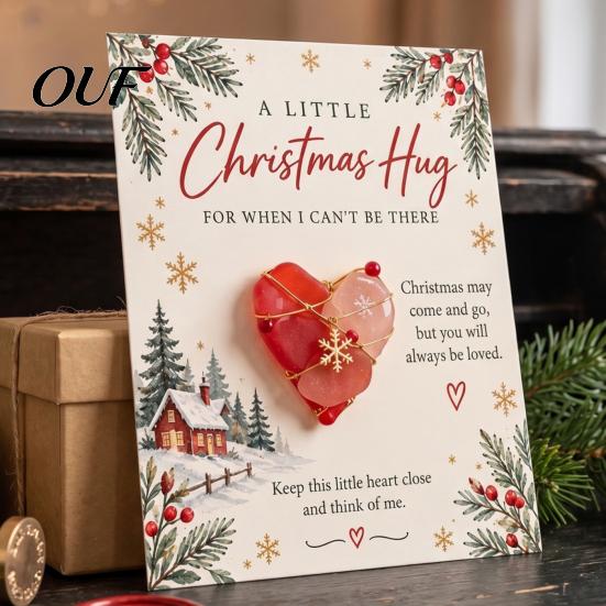 Stocking Stuffers for Friends Family Christmas Hug Pocket Card, Mini Festive Greeting Card Cute Decorations Desk with Envelope, Holiday Gift
