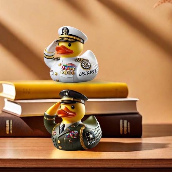 Смола ветеран дань утка статуэтка салют солдатская форма утка статуя животное скульптура домашний офис книжная полка настольное украшение орнамент