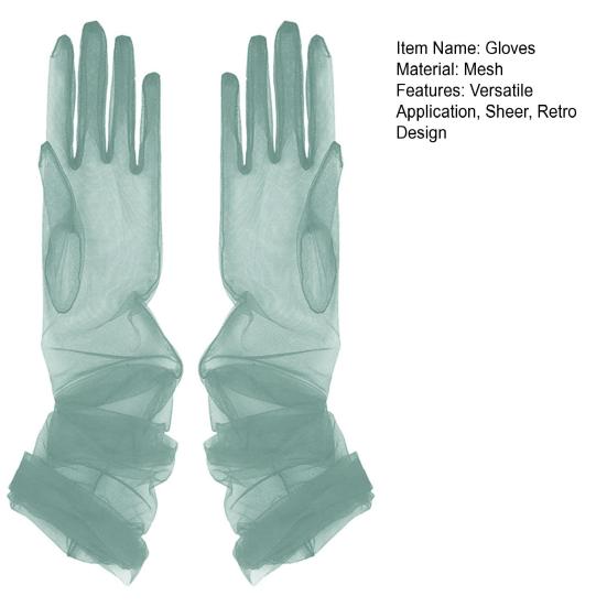 Женские длинные прозрачные перчатки в стиле ретро, эластичные присборенные сетчатые тюлевые перчатки 1920-х годов, танцевальные перчатки для костюма, оперы, вечеринки, свадьбы