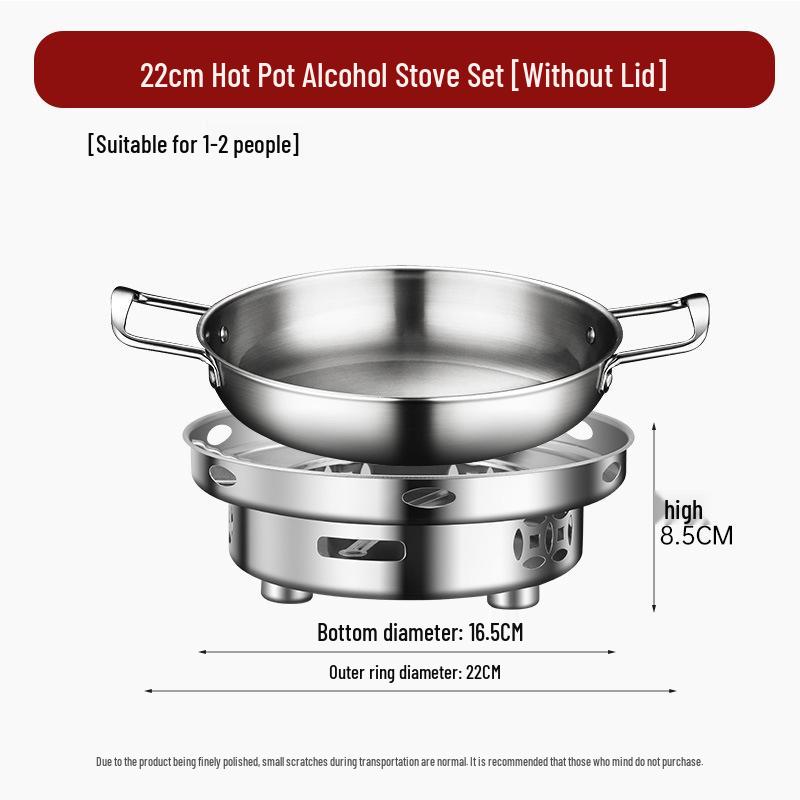Сухой горшок-плита из нержавеющей стали: Компактная жаровня (хот-пот) на спирту для домашнего и коммерческого использования
