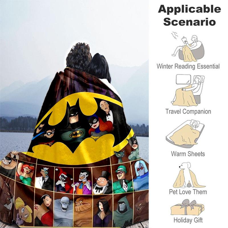 1pc Batman: The Animated Series Characters Cartoon Blanket,Portable Throw for Travel & Camping, All Season Cozy Blanket,Ideal Gift