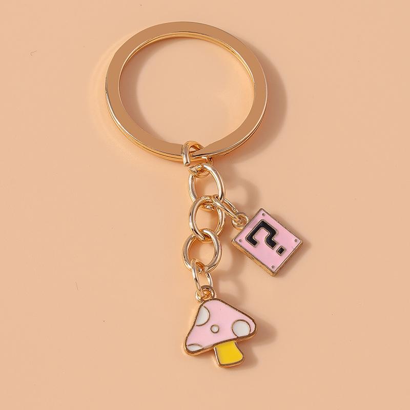 Cute Enamel Mushroom Keychain Question Mark Key Ring Pendant for Men Women Handbag Accessories DIY Jewelry Gift