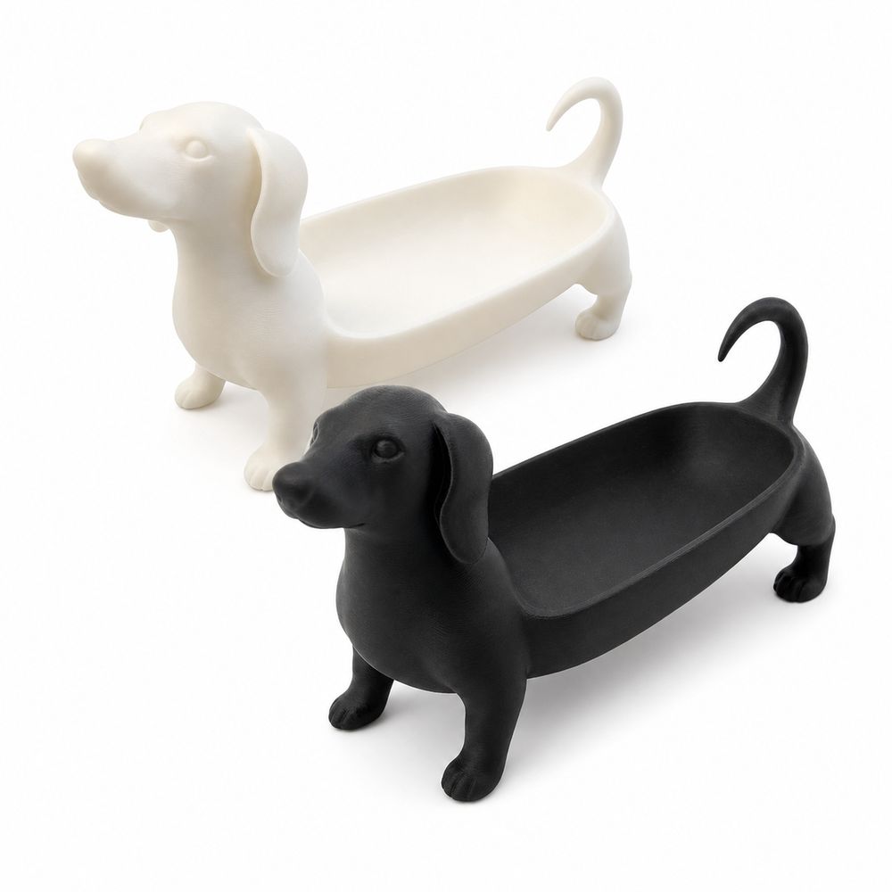 Black White Jewelry Storage Tray Dachshund Sausage Dog Entryway Key Holder Coffee Table