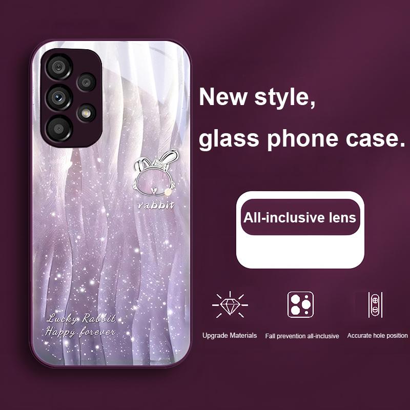 Волновой Градиентный Кролик Для Samsung Galaxy S23 U Ltra 24 Plus S20 21 FE S25 Ultra A70 A72 73 51 52 53 Закаленное Стекло Чехол для Телефона
