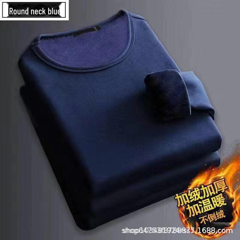 Мужская термофутболка с длинным рукавом из плюша, однотонный деловой топ с V-образным вырезом на весну/осень