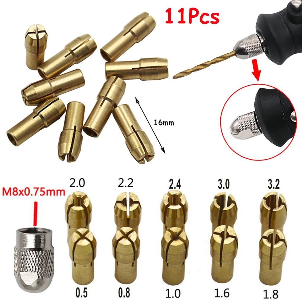 11 шт. 0,5-3,2 мм латунные сверлильные патроны цанговые биты 4,8 мм хвостовик винт гайка замена