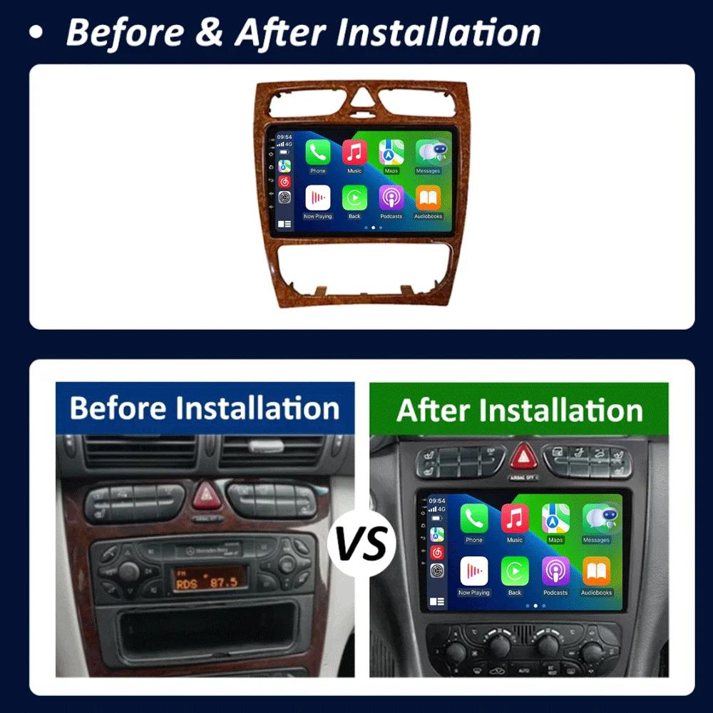 Автомобильное радио Android 14 для Mercedes Benz C Class W203 C200 C320 C350 CLK W209 2002 - 2005 Автомобильный стерео мультимедийный проигрыватель без DVD